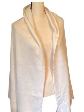 White + Warren Cashmere Travel Wrap Shawl Pearly White Color with Dust Bag